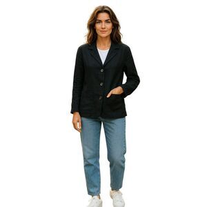 Kiko Comfort Jacket Women's Size S Black 100% linen  Brand New # 108